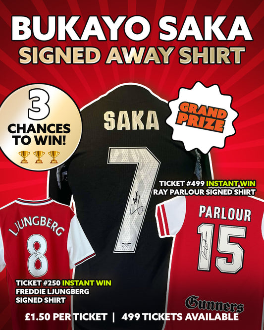 Bukayo Saka Signed Away Shirt – 3 Chances to Win!